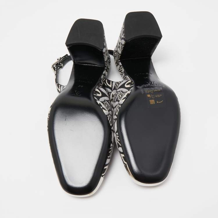 Pre Owned Louis Vuitton Monochrome 1854 Monogram Canvas Slingback Pumps Size 36