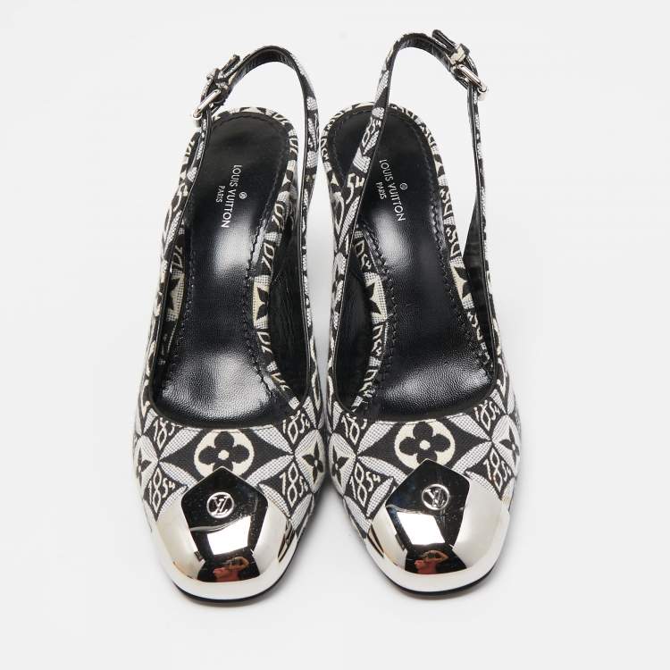 Pre Owned Louis Vuitton Monochrome 1854 Monogram Canvas Slingback Pumps Size 36