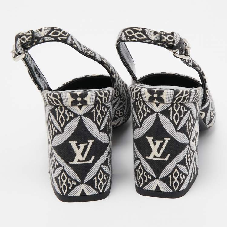 Pre Owned Louis Vuitton Monochrome 1854 Monogram Canvas Slingback Pumps Size 36