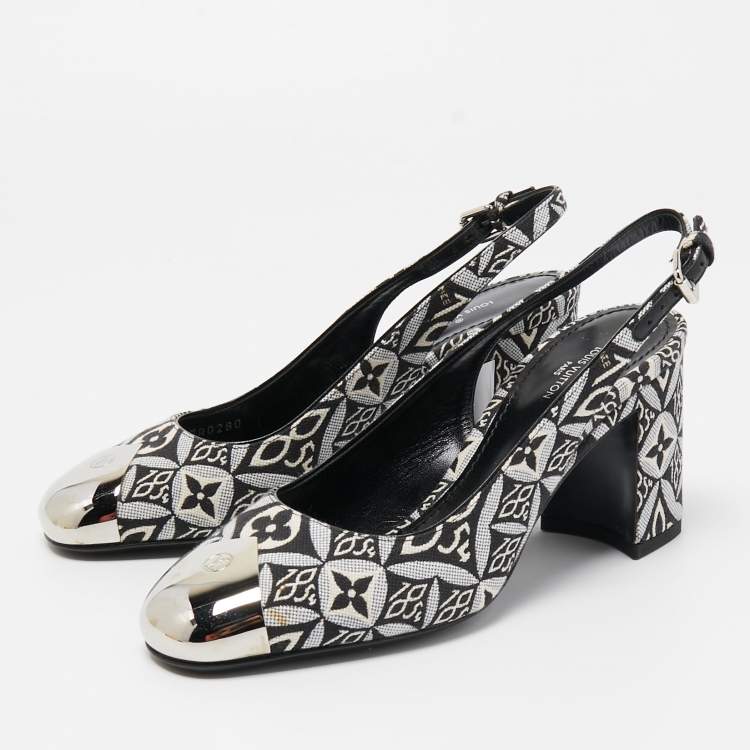 Pre Owned Louis Vuitton Monochrome 1854 Monogram Canvas Slingback Pumps Size 36
