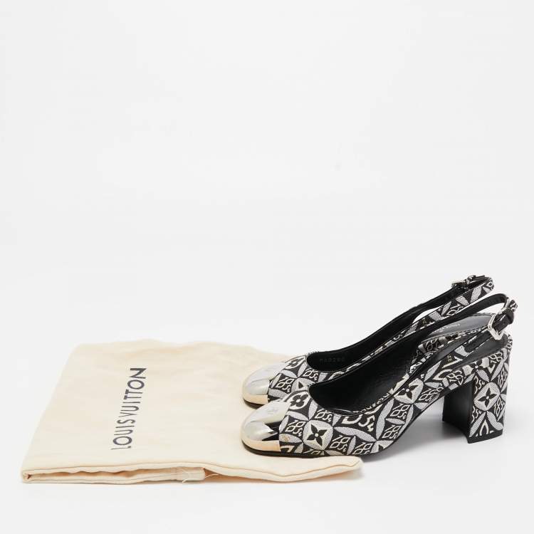 Pre Owned Louis Vuitton Monochrome 1854 Monogram Canvas Slingback Pumps Size 36