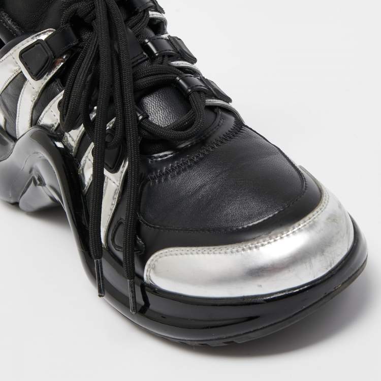 Pre Owned Louis Vuitton Black/Silver Leather Archlight Sneakers Size 38