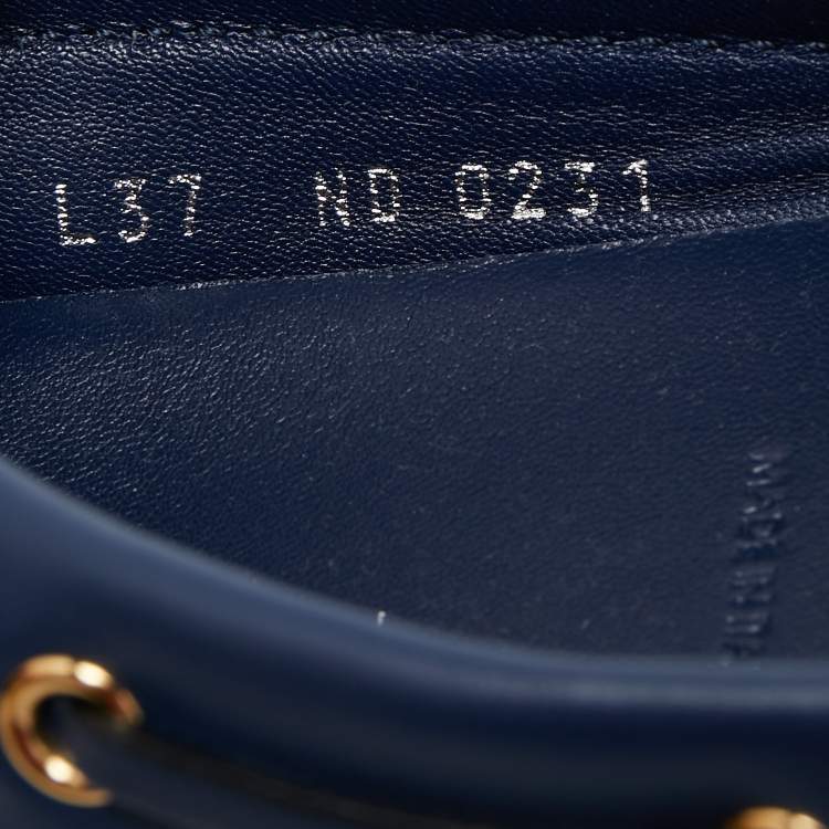 Pre Owned Louis Vuitton Navy Blue Monogram Jacquard 1854 Gloria Loafers Size 37