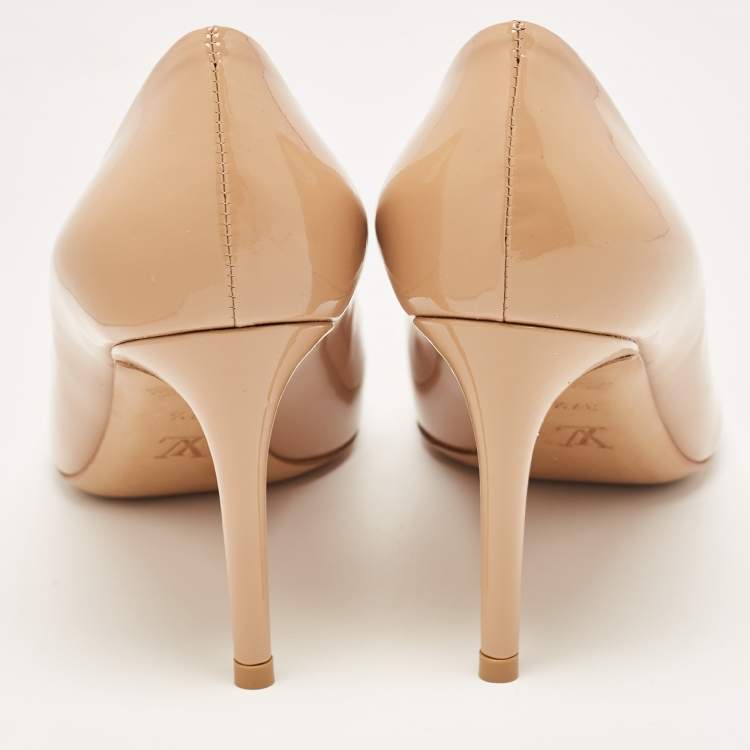Pre Owned Louis Vuitton Beige Patent Fiance Pumps Size 37.5