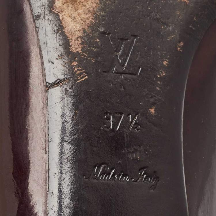 Pre Owned Louis Vuitton Burgundy Patent Leather Ballet Flats Size 37.5