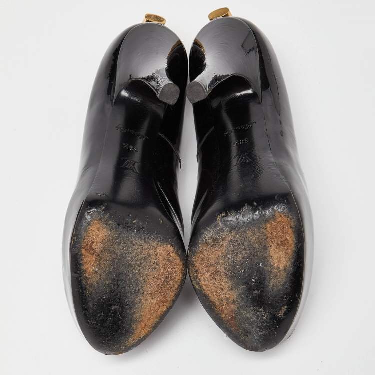 Pre Owned Louis Vuitton Black Patent Leather Oh Really! Platform Peep Toe Pumps Size 38.5