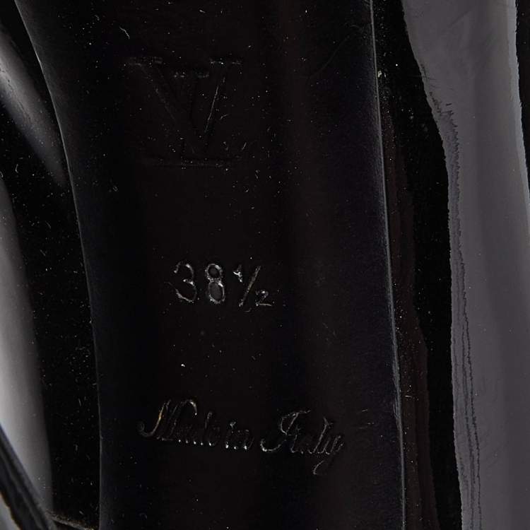 Pre Owned Louis Vuitton Black Patent Leather Oh Really! Platform Peep Toe Pumps Size 38.5