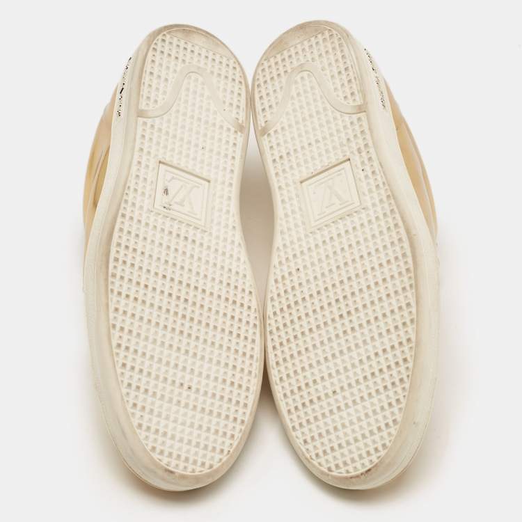 Pre Owned Louis Vuitton Gold Leather Frontrow  Low Top Sneakers Size 40.5