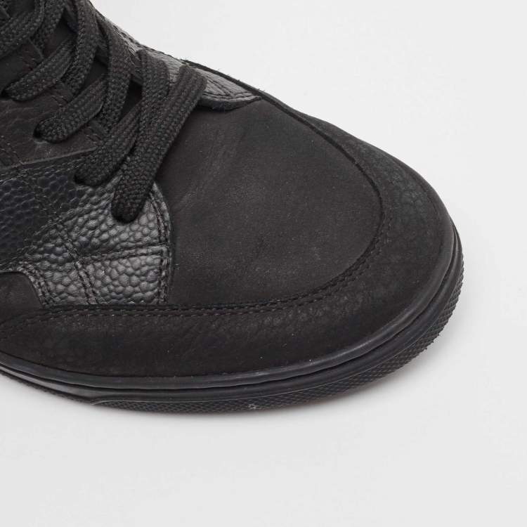 Pre Owned Louis Vuitton Black Monogram Empreinte Leather And Suede High Top Sneakers Size 37