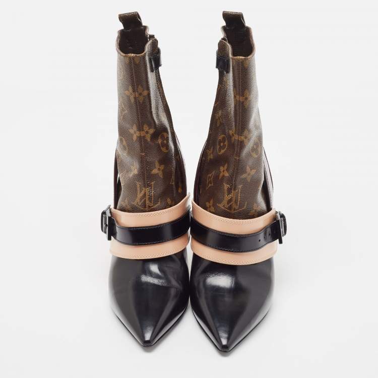 مملوكة مسبقًا Louis Vuitton Monogram Canvas and Leather Ankle Boots Size 38.5