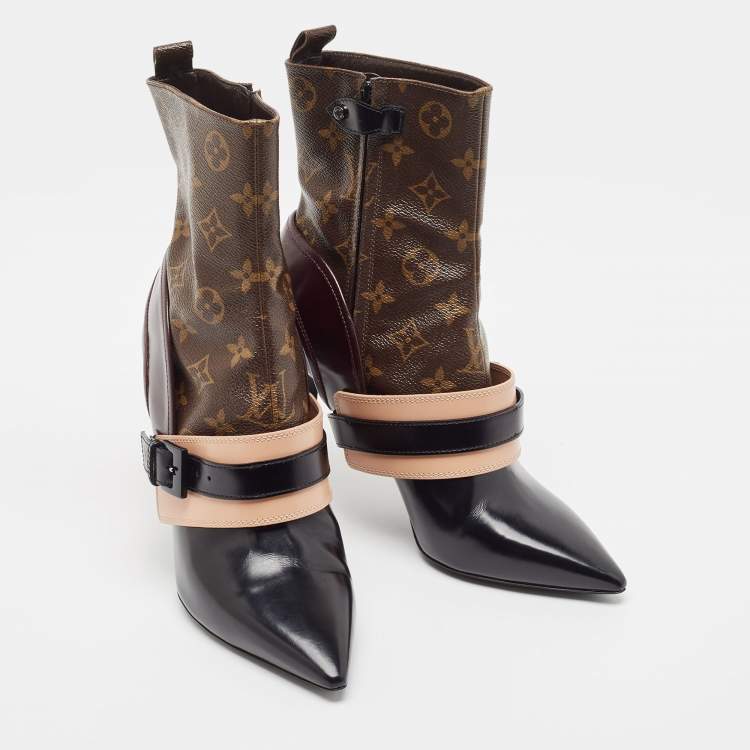 مملوكة مسبقًا Louis Vuitton Monogram Canvas and Leather Ankle Boots Size 38.5