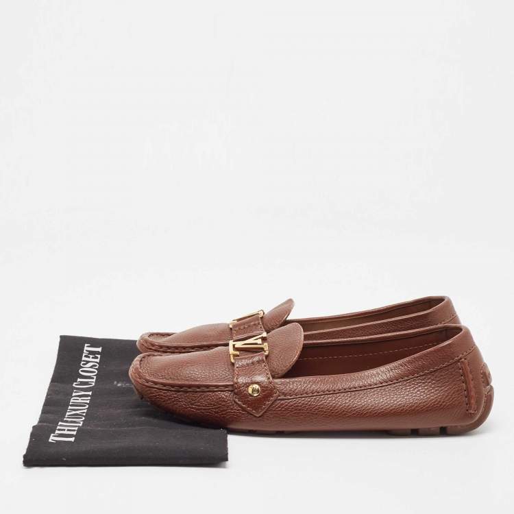 Pre Owned Louis Vuitton Brown Leather Monte Carlo Loafers Size 40