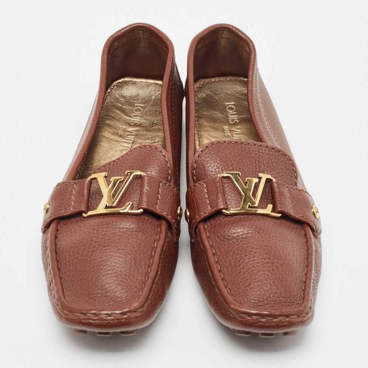 Pre Owned Louis Vuitton Brown Leather Monte Carlo Loafers Size 40