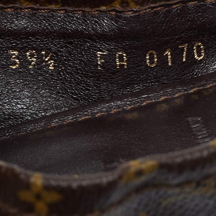 Pre Owned Louis Vuitton Brown Monogram Canvas and Patent Lovely Scrunch Ballet Flats Size 39.5