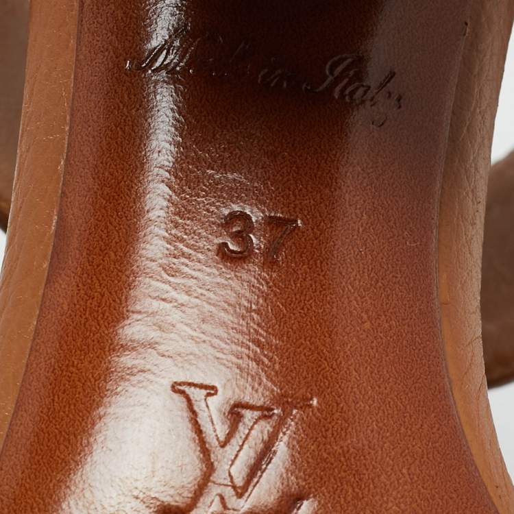 Pre Owned Louis Vuitton Brown Leather Bahiana Slingback Sandals Size 37
