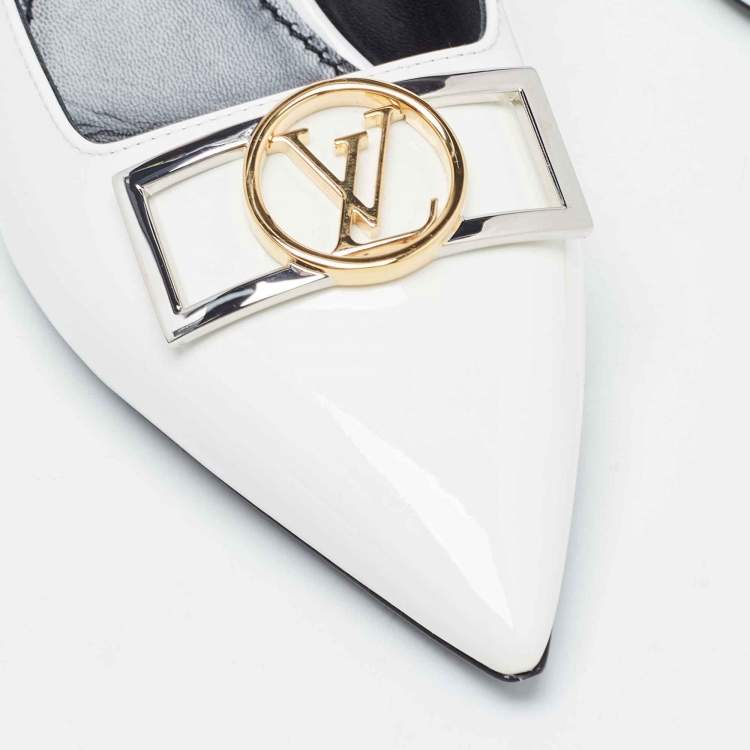 مملوكة مسبقًا Louis Vuitton White Patent Leather Insider Slingback Pump Size 39.5