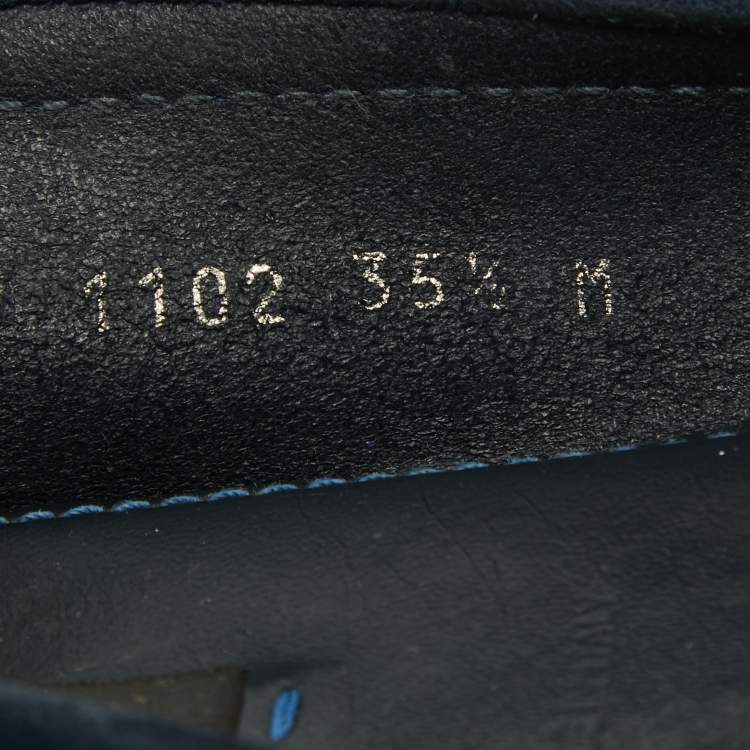 Pre Owned Louis Vuitton Navy Blue Suede Oxford Loafers Size 35.5