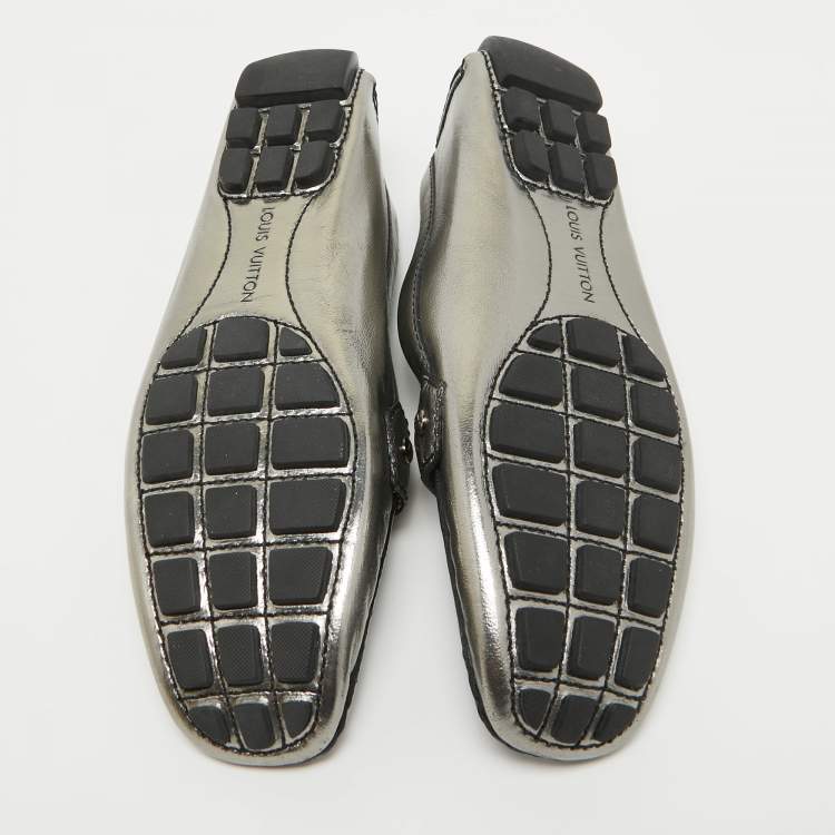 Pre Owned Louis Vuitton Metallic Leather Monte Carlo Loafers Size 40