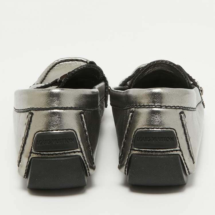 Pre Owned Louis Vuitton Metallic Leather Monte Carlo Loafers Size 40