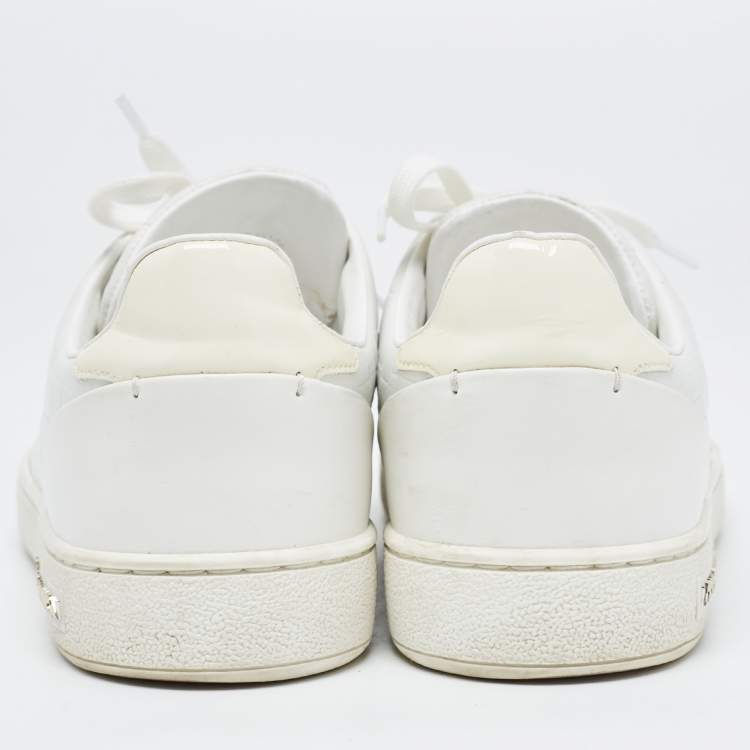 Pre Owned Louis Vuitton White Croc Embossed Leather Frontrow Sneakers Size 36.5