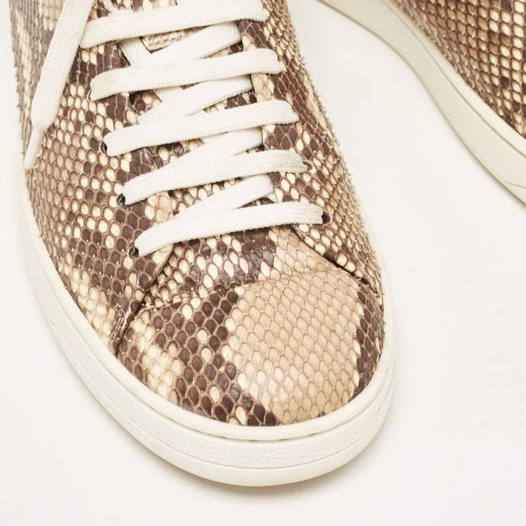 Pre Owned Louis Vuitton Brown Python Leather Frontrow  Sneakers Size 38