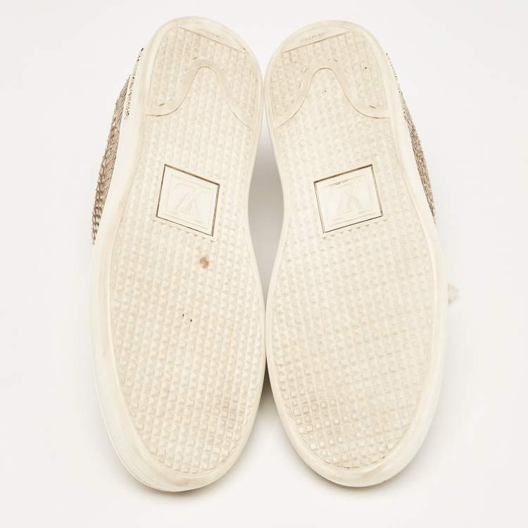 Pre Owned Louis Vuitton Brown Python Leather Frontrow  Sneakers Size 38