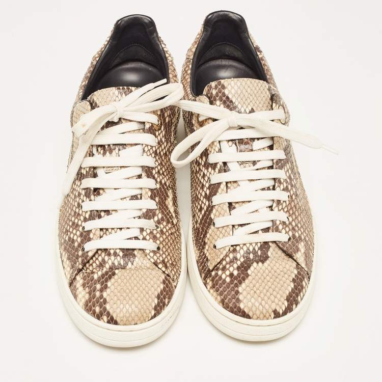 Pre Owned Louis Vuitton Brown Python Leather Frontrow  Sneakers Size 38