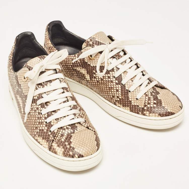 Pre Owned Louis Vuitton Brown Python Leather Frontrow  Sneakers Size 38
