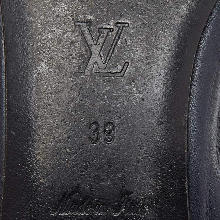 Pre Owned Louis Vuitton Blue Leather and Python Elba Scrunch Ballet Flats Size 39