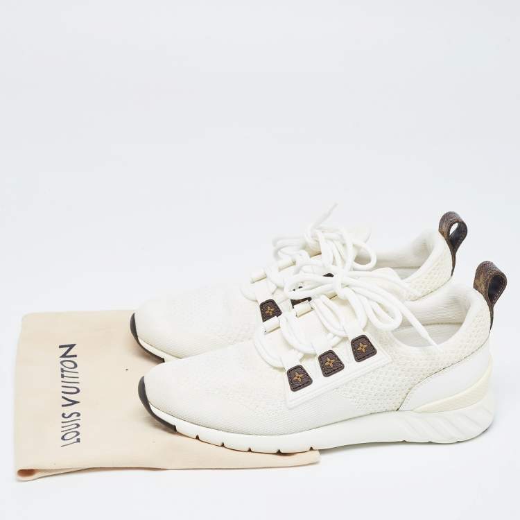Pre Owned Louis Vuitton White Knit Fabric Aftergame Low Top Sneakers Size 39