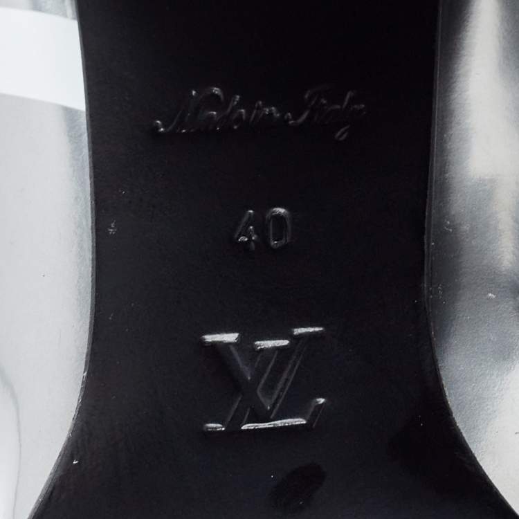 Pre Owned Louis Vuitton Silver Leather Spaceship Ankle Boots Size 40