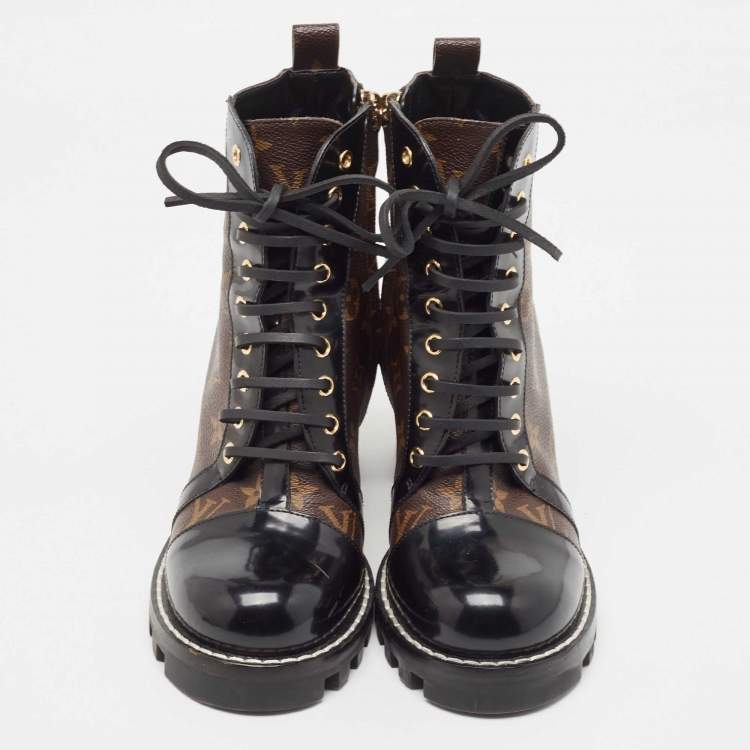 مملوكة مسبقًا Louis Vuitton Brown Monogram  Canvas and Patent Leather Star Trail Ankle Boots Size 40