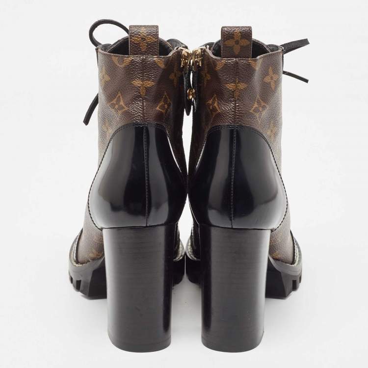 مملوكة مسبقًا Louis Vuitton Brown Monogram  Canvas and Patent Leather Star Trail Ankle Boots Size 40