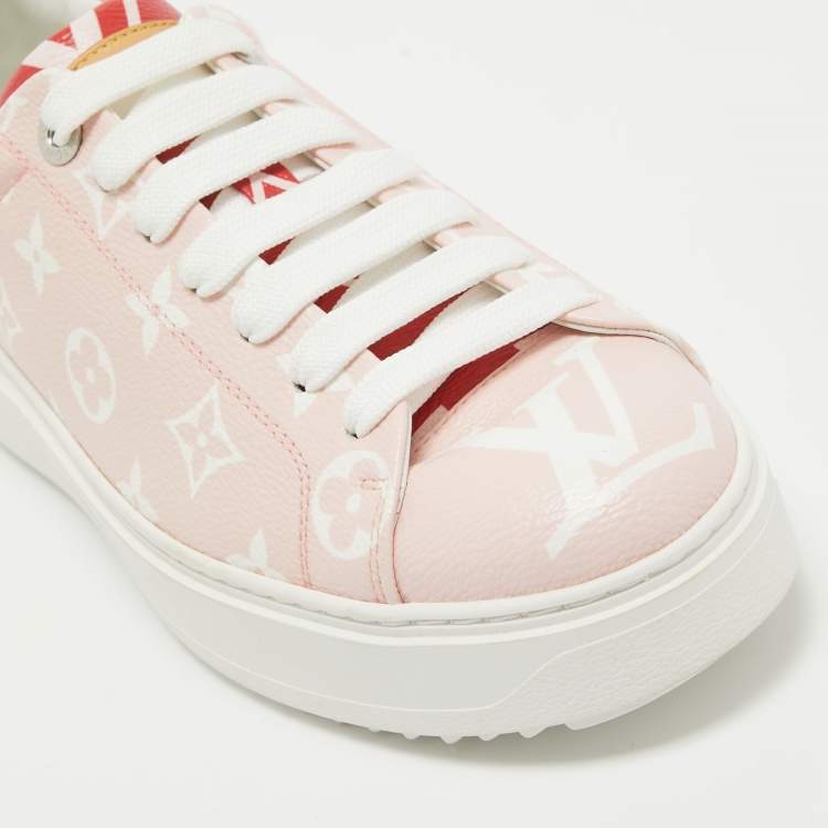 Pre Owned Louis Vuitton Pink Monogram Canvas Time Out Sneakers Size 40 