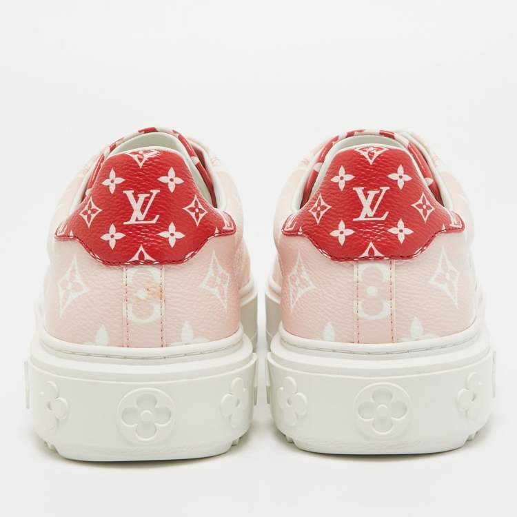 Pre Owned Louis Vuitton Pink Monogram Canvas Time Out Sneakers Size 40 