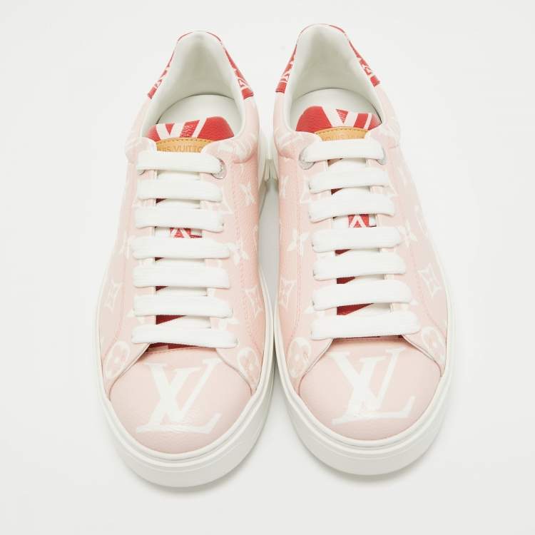 Pre Owned Louis Vuitton Pink Monogram Canvas Time Out Sneakers Size 40 