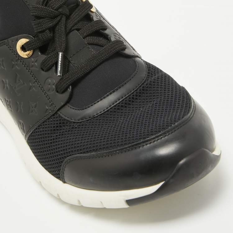 Pre Owned Louis Vuitton Black Mesh and Leather Trainer Sneakers Size 40