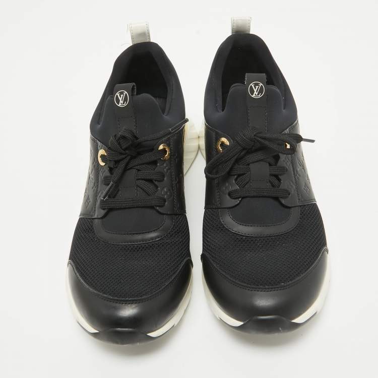 Pre Owned Louis Vuitton Black Mesh and Leather Trainer Sneakers Size 40