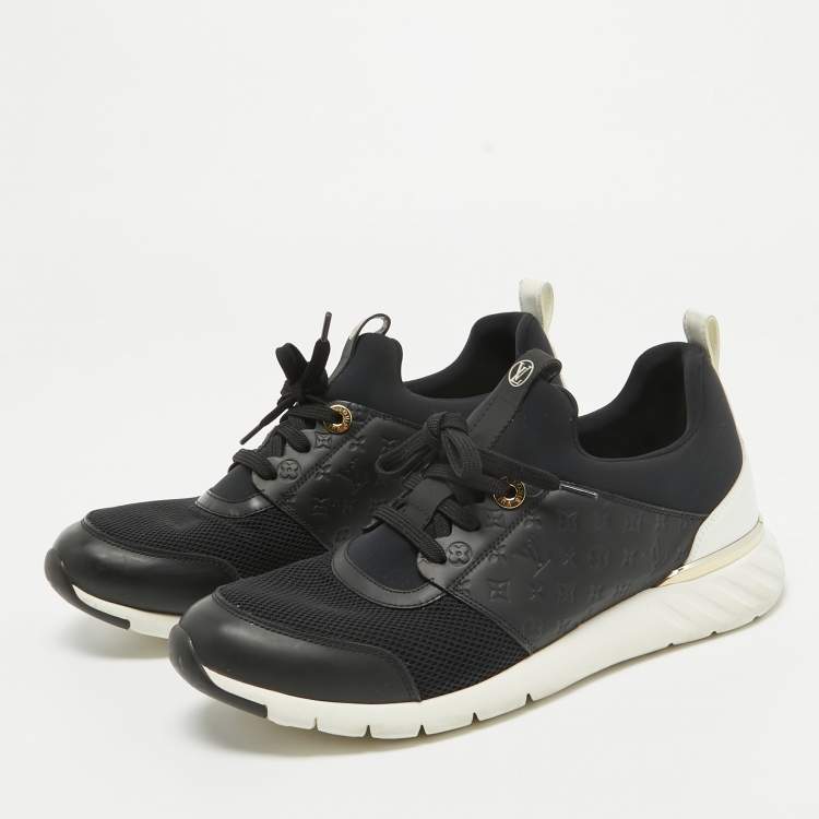 Pre Owned Louis Vuitton Black Mesh and Leather Trainer Sneakers Size 40