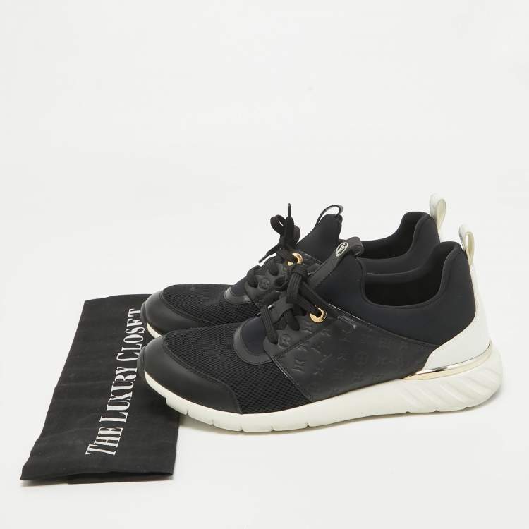 Pre Owned Louis Vuitton Black Mesh and Leather Trainer Sneakers Size 40