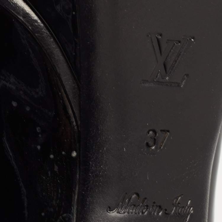 Pre Owned Louis Vuitton Black Patent Leather Peep Toe Platform Pumps Size 37