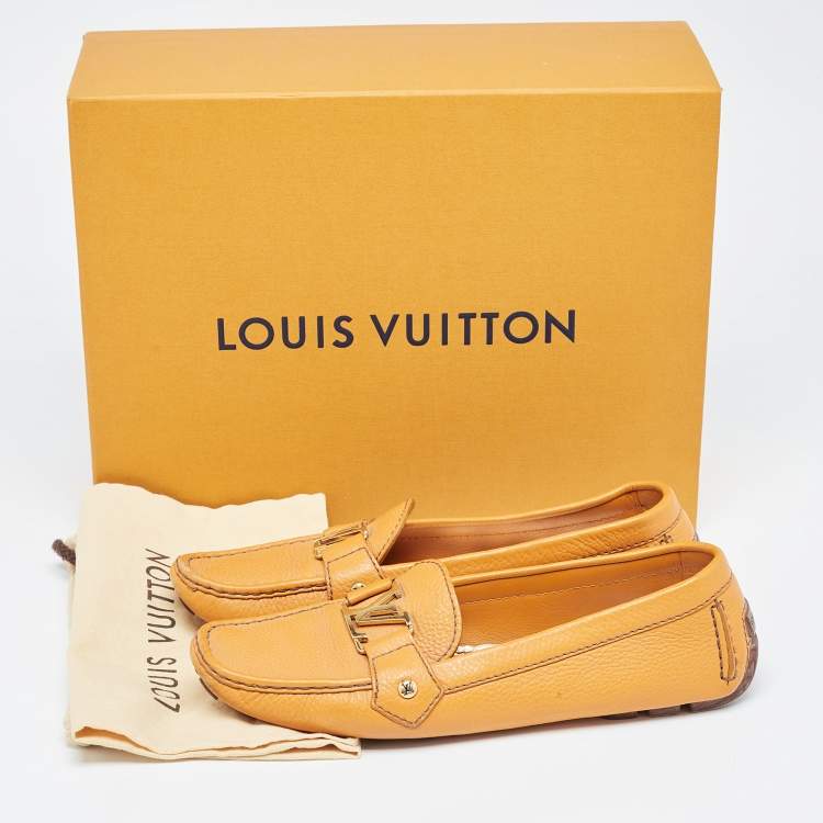 Pre Owned Louis Vuitton Orange Leather Oxford Loafers Size 40
