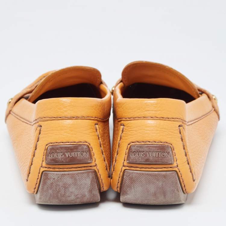 Pre Owned Louis Vuitton Orange Leather Oxford Loafers Size 40