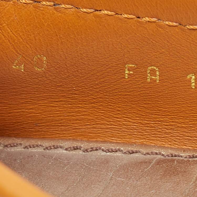 Pre Owned Louis Vuitton Orange Leather Oxford Loafers Size 40