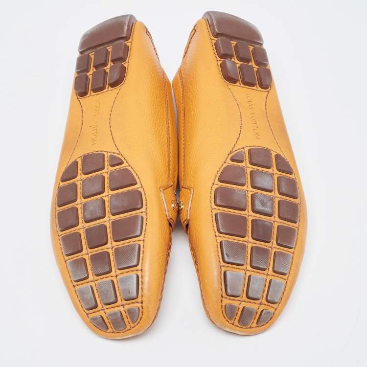 Pre Owned Louis Vuitton Orange Leather Oxford Loafers Size 40