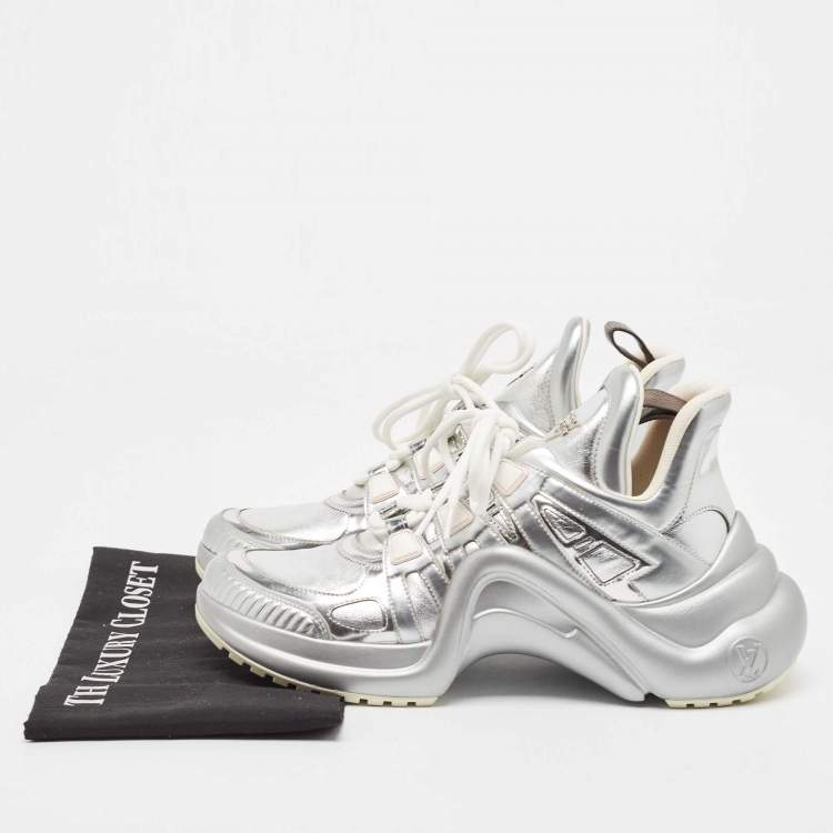 Pre Owned Louis Vuitton Silver Leather Archlight  Sneakers Size 40