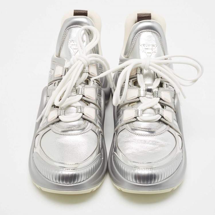 Pre Owned Louis Vuitton Silver Leather Archlight  Sneakers Size 40