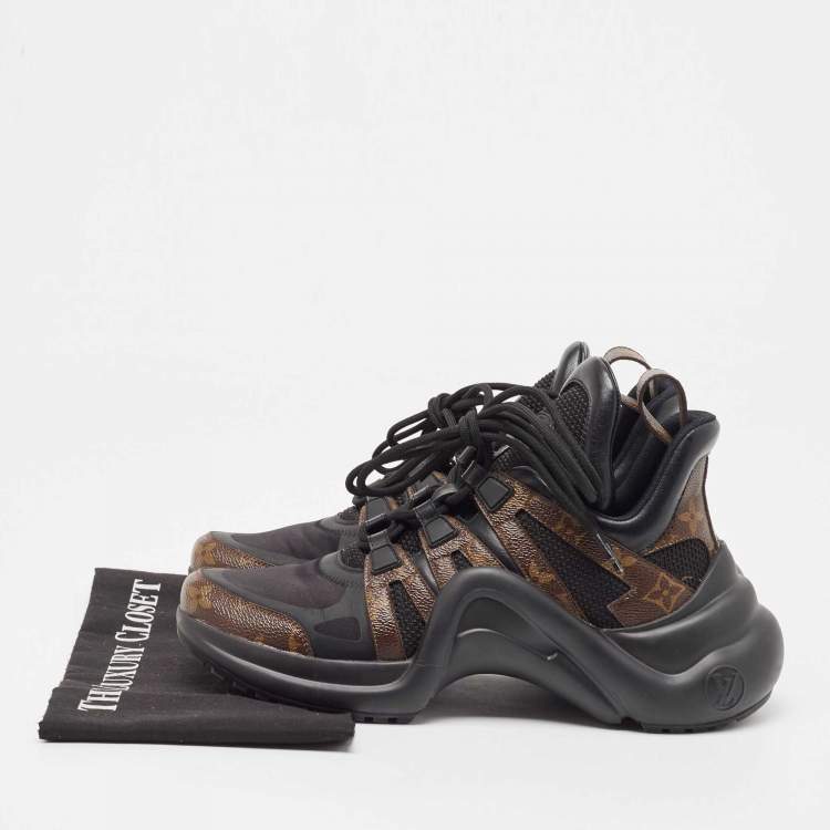Pre Owned Louis Vuitton Black/Brown Nylon, Leather Archlight Sneakers Size 40