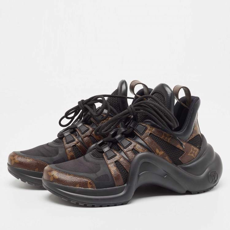 Pre Owned Louis Vuitton Black/Brown Nylon, Leather Archlight Sneakers Size 40
