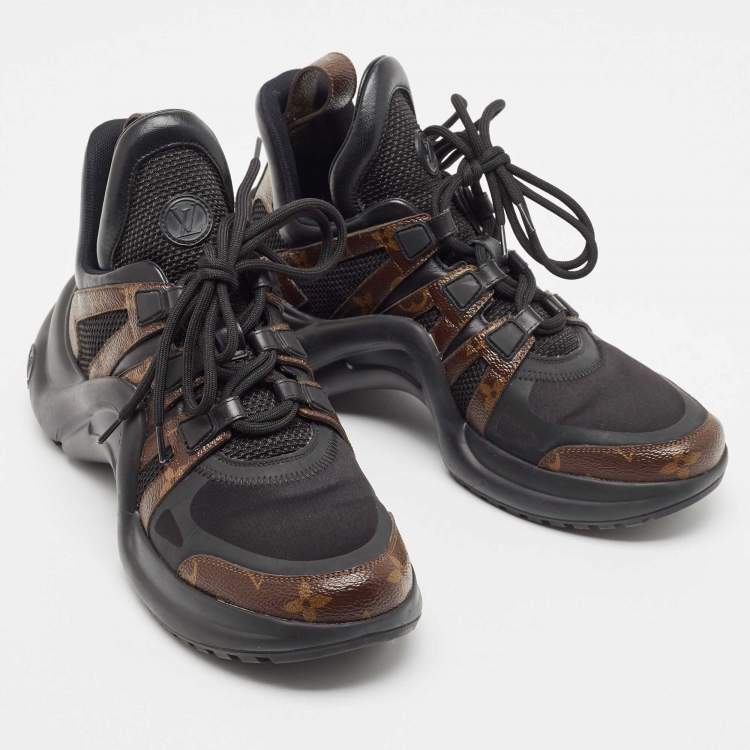 Pre Owned Louis Vuitton Black/Brown Nylon, Leather Archlight Sneakers Size 40